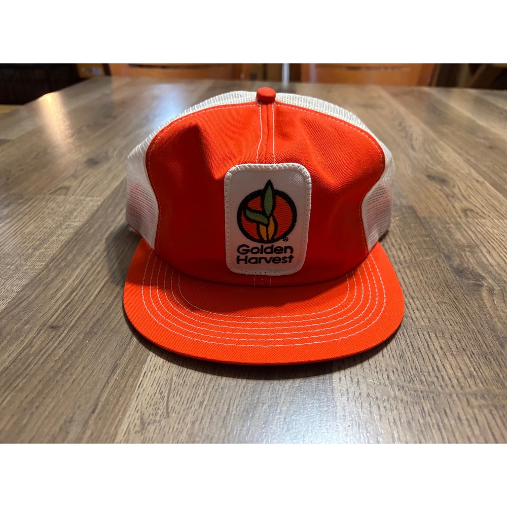 Golden Harvest Seeds Unisex Size OS Orange Trucker Hat Mesh Snapback Patch